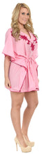 Load image into Gallery viewer, La Leela SOFT Rayon Embroidered Neck Bikini Swimwear TUNIC Evening Dress Pink