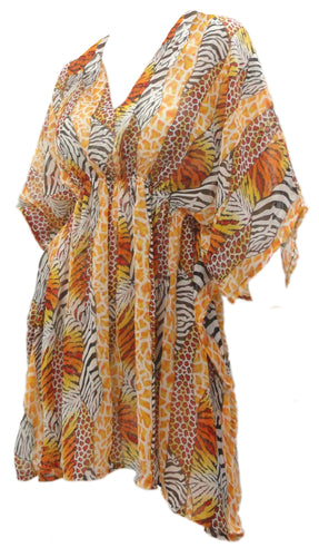 La Leela LIGHTWEIGHT CHIFFON Dancing Paisley Cover up Bikini Swimsuit Orange