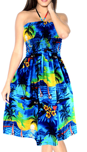 LA-LEELA-Women's-Relaxed-Tube-Dress-halter-top-evening-party-swimsuit-tube-dress-printed-maxi-skirt-beach-backless-sundress-OSFM 0-14 [XS- L]-Blue_E916