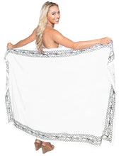 Load image into Gallery viewer, la-leela-womens-hawaiian-bikini-beach-wrap-sheer-sarong-swimming-bathing-suit-beachwear-swim-dress-pareo-cover-up-long-78x42--white-115463