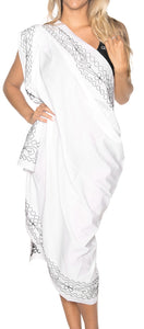 La Leela Women's Hawaiian Bikini Beach Wrap Sheer Sarong Swimming Bathing suit Beachwear Swim Dress Pareo Cover up Long 78"X42"  White 115463