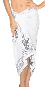 La Leela Women's Hawaiian Bikini Beach Wrap Sheer Sarong Swimming Bathing suit Beachwear Swim Dress Pareo Cover up Long 78"X42"  White 115463