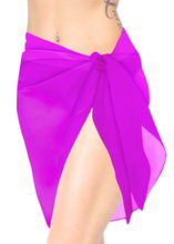 Load image into Gallery viewer, la-leela-women-chiffon-half-sarong-wrap-skirt-swimwear-pareo-78x21-purple_x519-purple_x519