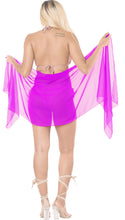 Load image into Gallery viewer, la-leela-women-chiffon-half-sarong-wrap-skirt-swimwear-pareo-78x21-purple_x519-purple_x519