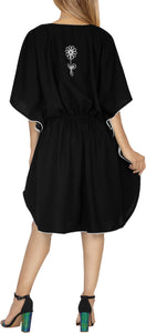 LA LEELA Women's Plus Size Beach Caftan Swimsuit Cover Ups US ONE SIZE FITS MOST Black_P263
