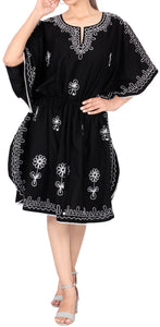 LA LEELA Women's Plus Size Beach Caftan Swimsuit Cover Ups US ONE SIZE FITS MOST Black_P263