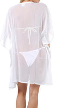 Load image into Gallery viewer, La Leela SHEER LIGHTWEIGHT Beach Dress Embroidered Bikini CHIFFON Coverup White
