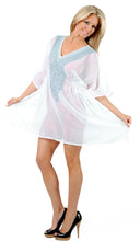 Load image into Gallery viewer, Ladies LIGHTWEIGHT CHIFFON Sequin Beachwear Dress Cover up Caftan Plus Sea Blue