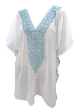 Load image into Gallery viewer, Ladies LIGHTWEIGHT CHIFFON Sequin Beachwear Dress Cover up Caftan Plus Sea Blue