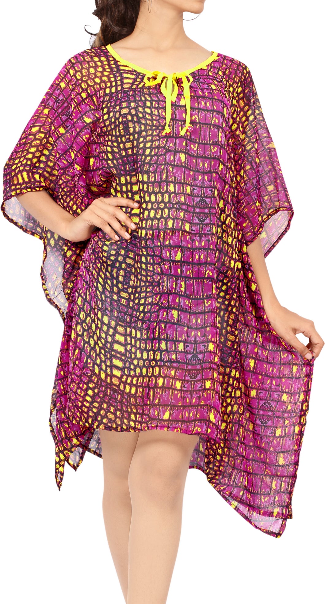 LA LEELA Women Chiffon Bathing Suit Beach Bikini Cover Ups for Swimwear US 16-26W Pink_X913