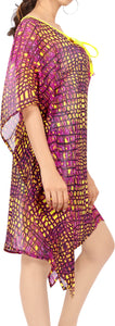 LA LEELA Women Chiffon Bathing Suit Beach Bikini Cover Ups for Swimwear US 16-26W Pink_X913