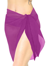 Load image into Gallery viewer, la-leela-womens-bikini-beach-wrap-hawaiian-sarong-swimming-suit-bathing-pareo-beachwear-dress-cover-up-long-68x42-purple-116918