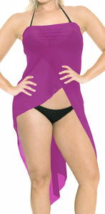 La Leela Women's Bikini Beach Wrap Hawaiian Sarong Swimming Suit Bathing Pareo Beachwear Dress Cover up Long 68"x42" Purple 116918