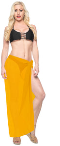 La Leela Women's Bikini Beach Wrap Hawaiian Sarong Swimming Suit Bathing Pareo Beachwear Dress Cover up Long 68"x42" Golden 117021