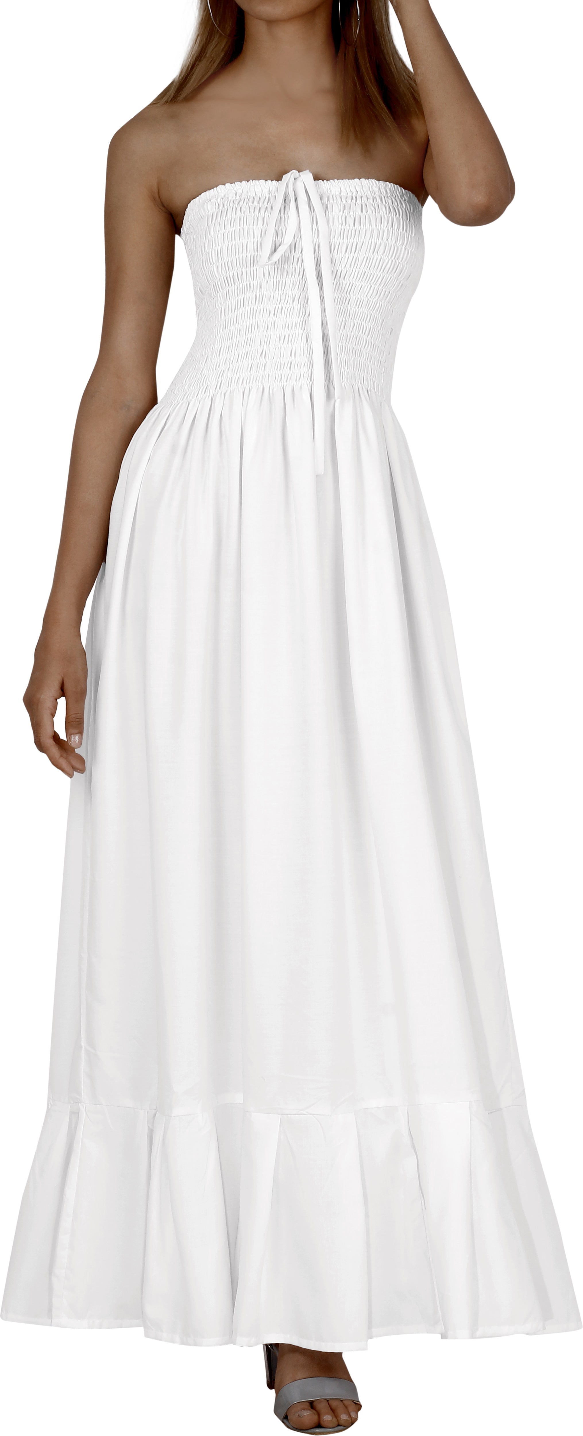 LA LEELA Plus Size Maternity Tube Dress – Beach Sundress, Flowy & Adjustable, Printed Design - View #3