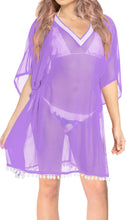 Load image into Gallery viewer, La Leela Super LIGHTWEIGHT CHIFFON Bikini TOP Plain Cover up Purple Swimsuit TOP