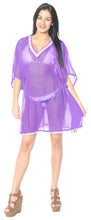 Load image into Gallery viewer, La Leela Super LIGHTWEIGHT CHIFFON Bikini TOP Plain Cover up Purple Swimsuit TOP