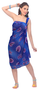 LA LEELA Women's Summer Beach Wrap Cover Up Maxi Skirt Sarong 72"x42" Blue_C383