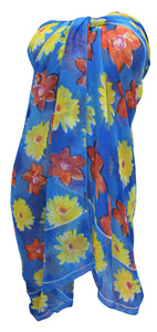 LA LEELA Women's Swimsuit Sarong Swimwear Cover-Up Wrap Skirt 72"x42" Blue_C369