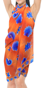 LA LEELA Women's Pareo Beach Swimwear Wrap Bikini Sarong 72"x42" Orange_T520