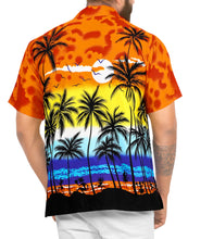 Load image into Gallery viewer, LA LEELA Men&#39;s Casual Beach hawaiian Shirt Aloha Tropical Beach  front Pocket Short sleeves Orange