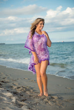 Load image into Gallery viewer, LA LEELA Women&#39;s Summer Loose Casual 3/4 Sleeve Chiffon Top T- Blouse US 8-14 Purple_P801
