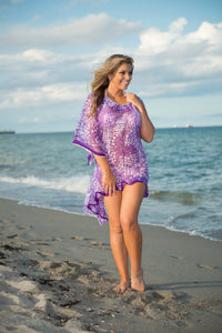 LA LEELA Women's Summer Loose Casual 3/4 Sleeve Chiffon Top T-Shirt Blouse US 8-14 Purple_P801