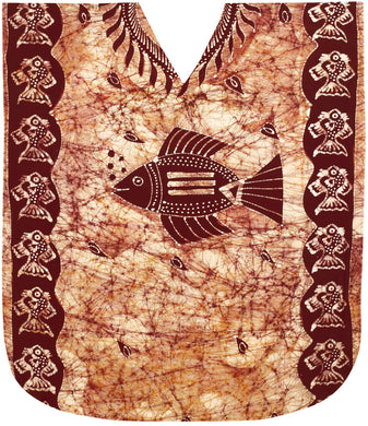 la-leela-100-cotton-batik-womens-kaftan-kimono-summer-beachwear-cover-up-dress-OSFM 14-18W [L- 2X]-Brown_N498