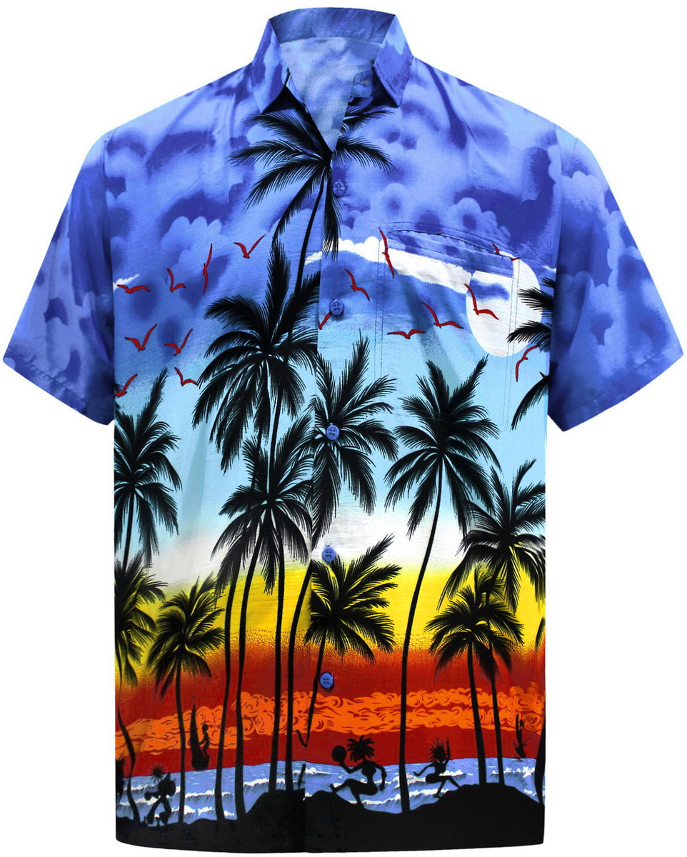 LA LEELA Men's Relaxed fit Beach hawaiian Shirt Aloha Tropical Beach ...