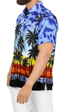 Load image into Gallery viewer, LA LEELA Regular Size Beach hawaiian Shirt for Aloha Tropical Beach front Short Sleeve for Mens Blue