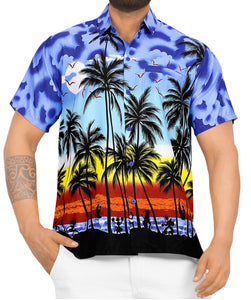 Men's Relaxed Fit Aloha Hawaiian Short Sleeves Button Down Tropcial Floral Shirt