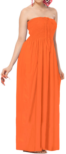 LA LEELA Long Maxi Solid Color Tube Dress For Women Everyday Casual And Chic Outfit Summer Beach Sundress