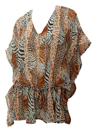 LA LEELA Women's Plus Size Summer Swimsuit Cover Ups Swimwear US 8-10 Brown_I324