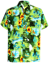 Load image into Gallery viewer, la-leela-shirt-casual-button-down-short-sleeve-beach-shirt-men-aloha-pocket-Shirt-Green_W191