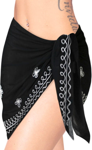 LA LEELA Women Beachwear Mini Sarong Bikini Cover up Wrap Dress Solid 7