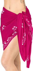 LA LEELA Women Beachwear Mini Sarong Bikini Cover up Wrap Dress Solid 7