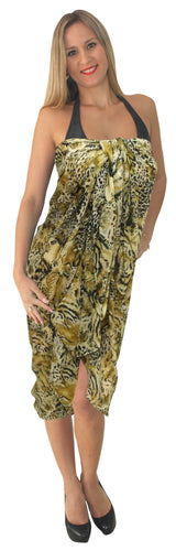 LA LEELA Women Pareo Beach Swimwear Wrap Skirt Bikini Sarong One Size Brown_D592