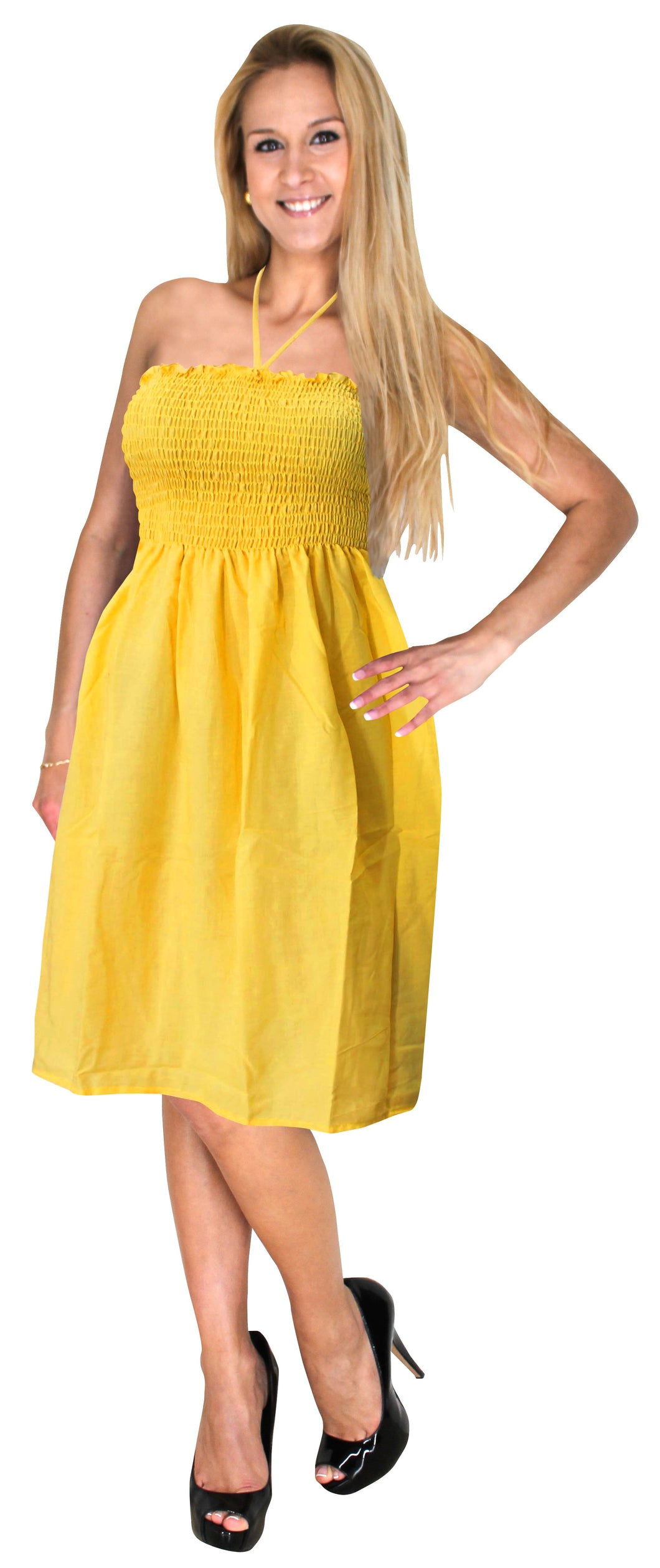 la-leela-rayon-solid-vacation-womens-party-top-tube-dress-yellow-2032-one-size