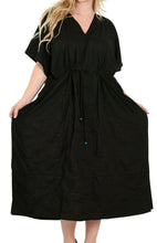 Load image into Gallery viewer, la-leela-lounge-rayon-solid-long-caftan-swim-dress-ladies-black_1144-osfm-14-18w-l-2x