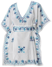 Load image into Gallery viewer, LA LEELA Women V Neck Cover Up Kimono Sleeve Tank Tunic Dress for Summer US 10-14 White_T326