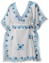 Load image into Gallery viewer, LA LEELA Women V Neck Cover Up Kimono Sleeve Tank Tunic Dress for Summer US 10-14 White_T326