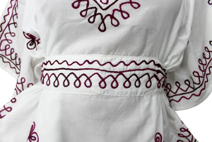 LA LEELA Women V Neck Maternity Dress Butterfly Short Sleeves Tunic Dresses US 10-14 White_T325