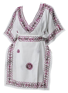 LA LEELA Women's V Neck Butterfly Sleeves Tunic Maternity Dress US 10-14 White_T324