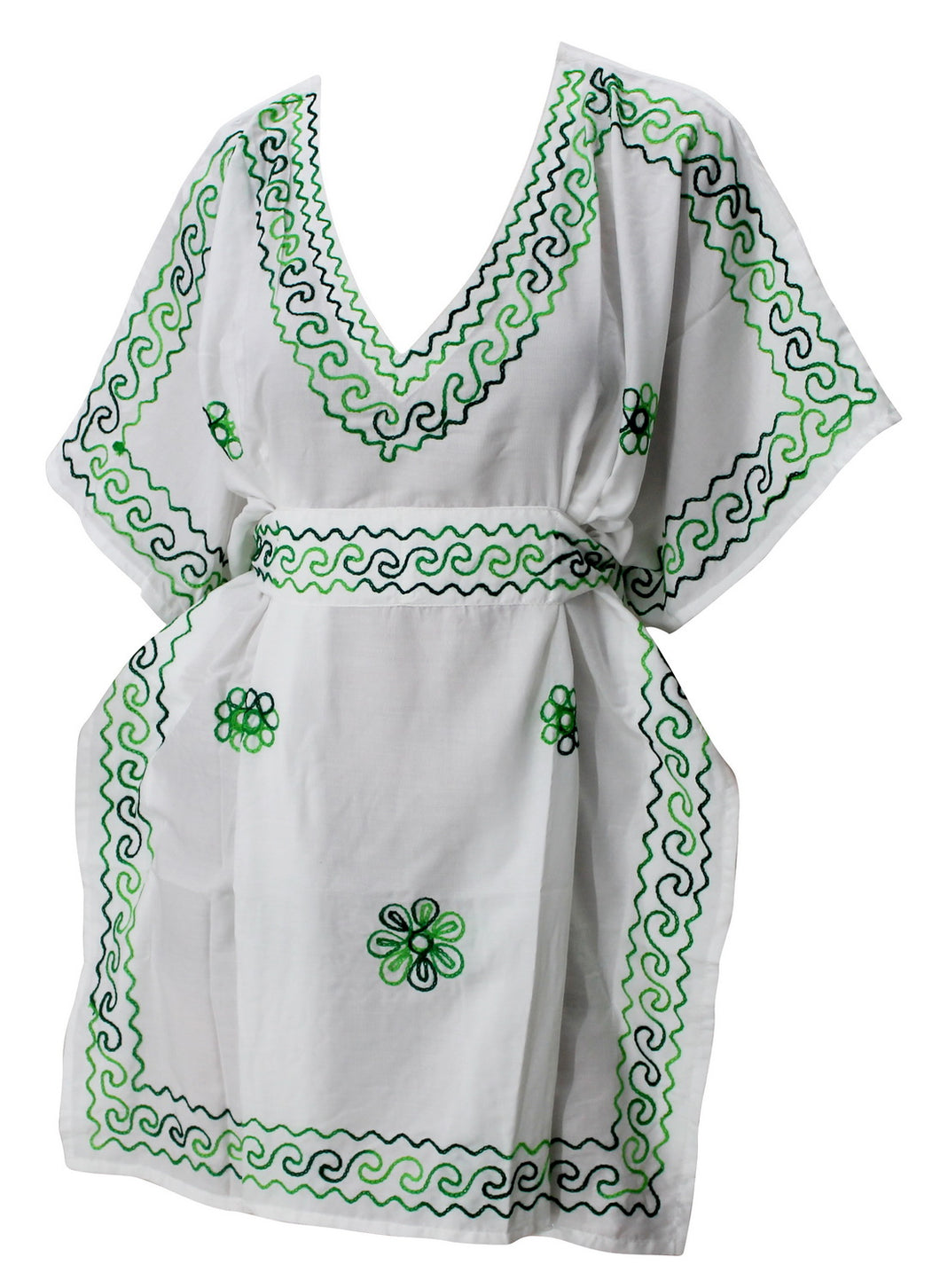 LA LEELA Short Sleeve Dress for Women Casual V Tunic Dresses US 10-14 White_T323