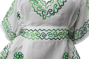 LA LEELA Short Sleeve Dress for Women Casual V Tunic Dresses US 10-14 White_T323