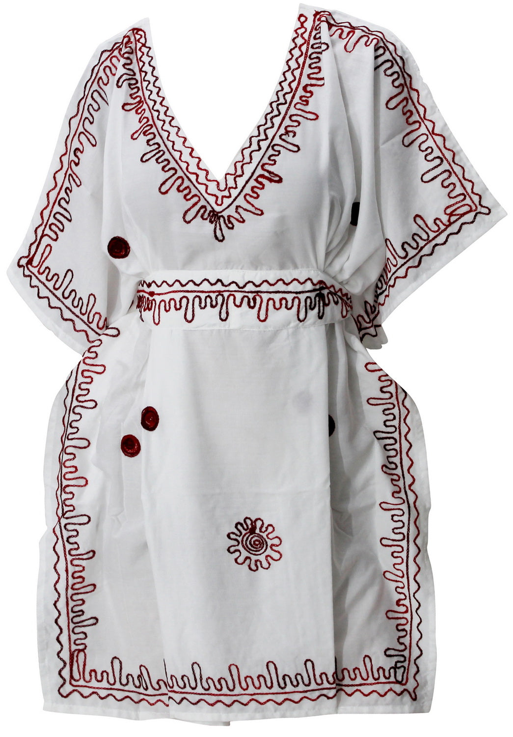 LA LEELA Women's Cute V-Necks Short Sleeve Casual Tunic Dress for Summer US 10-14 White_T320
