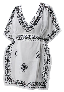 LA LEELA Women's Short Sleeve Summer Dresses V Neck Swing Tunic Dress US 10-14 White_T317 LA LEELA Women's Short Sleeve Summer Dresses V Neck Swing Tunic Dress US 10-14 White_T317