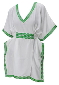 LA LEELA Women Summer Dresses Short Sleeve Tunic Loose Swing Shift Dress US 10-14 White_T312