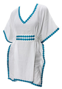 LA LEELA Women's Summer T Shirt Dresses Beach Cover up Poncho Tank Dress US 10-14 White_T309