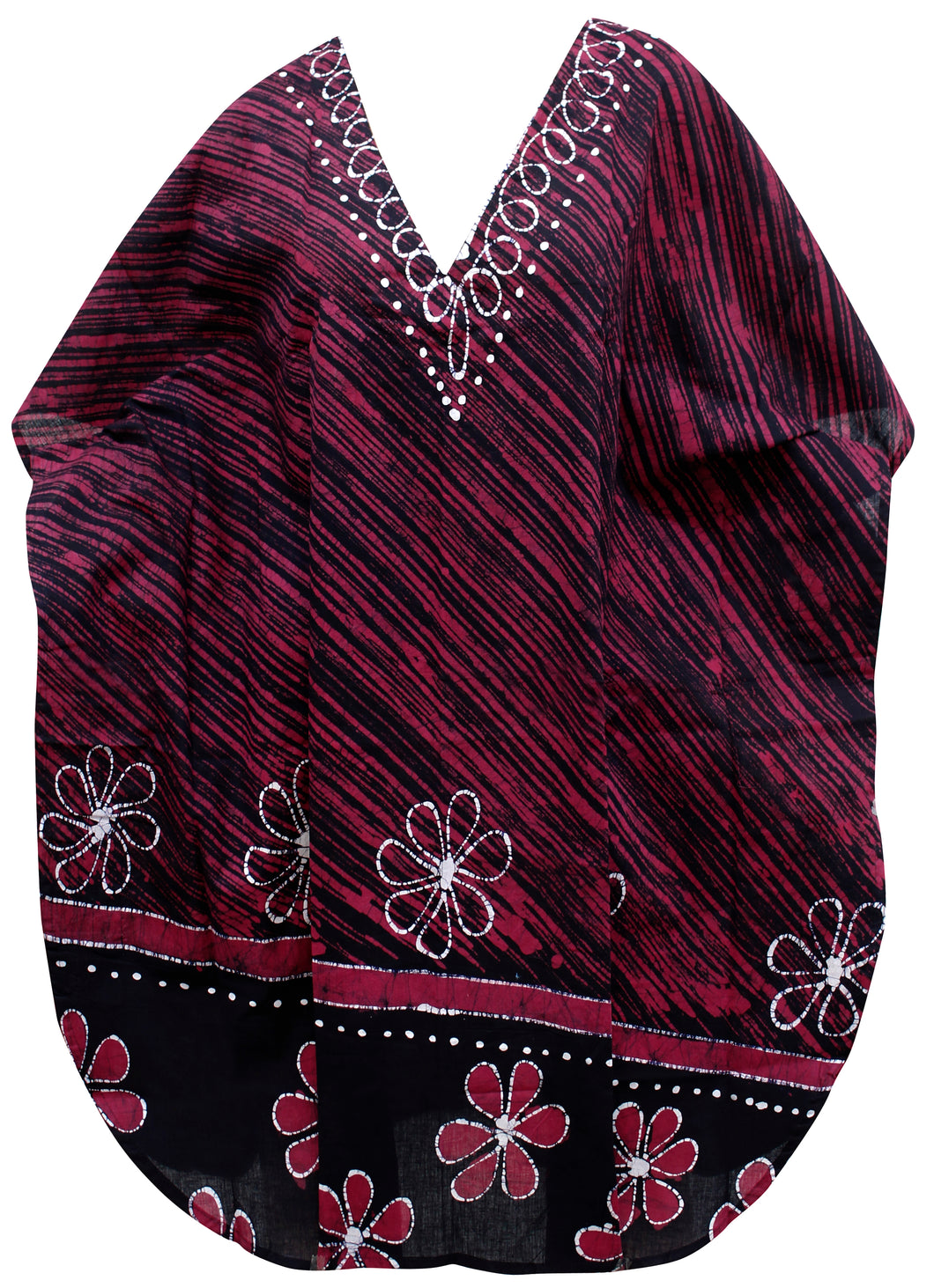 la-leela-cotton-batik-short-caftan-vacation-top-OSFM 14-18W [L- 2X]-Halloween Black_S171